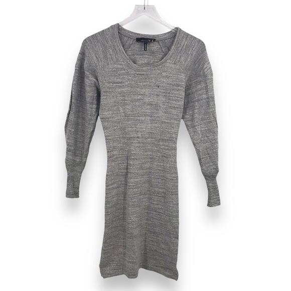 Isabel Marant Knit Sweater Dress 0 Balloon Sleeve Pleated Melange Gray - Picture 1 of 5